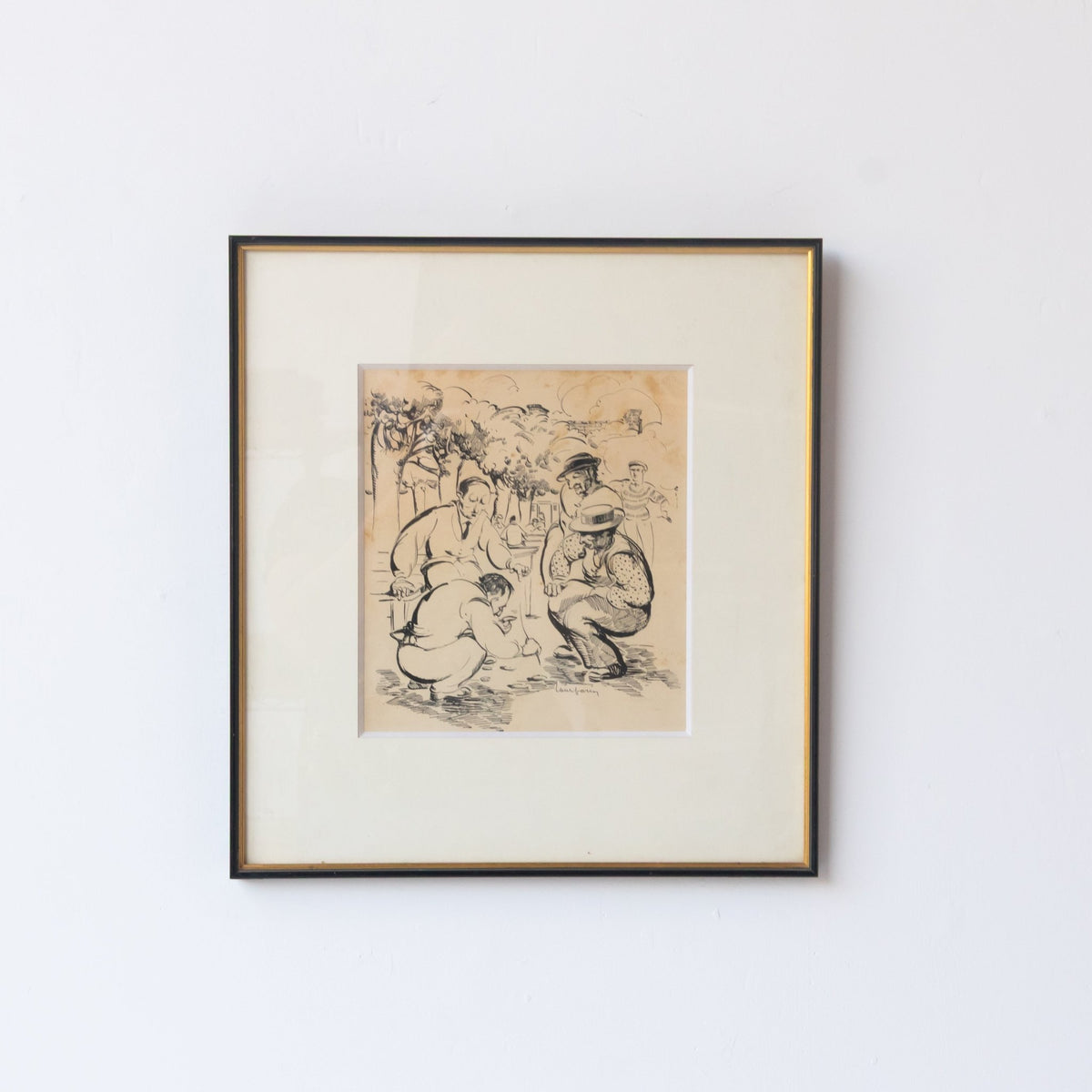 La Petanque Vintage Drawing - elsie green - art