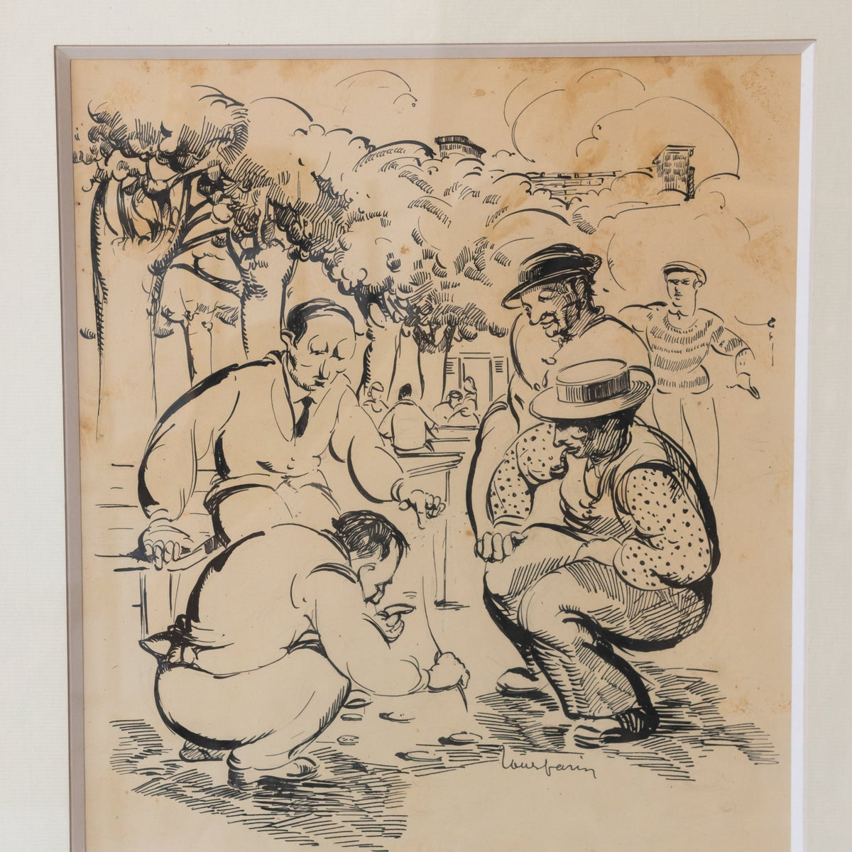 La Petanque Vintage Drawing - elsie green - art