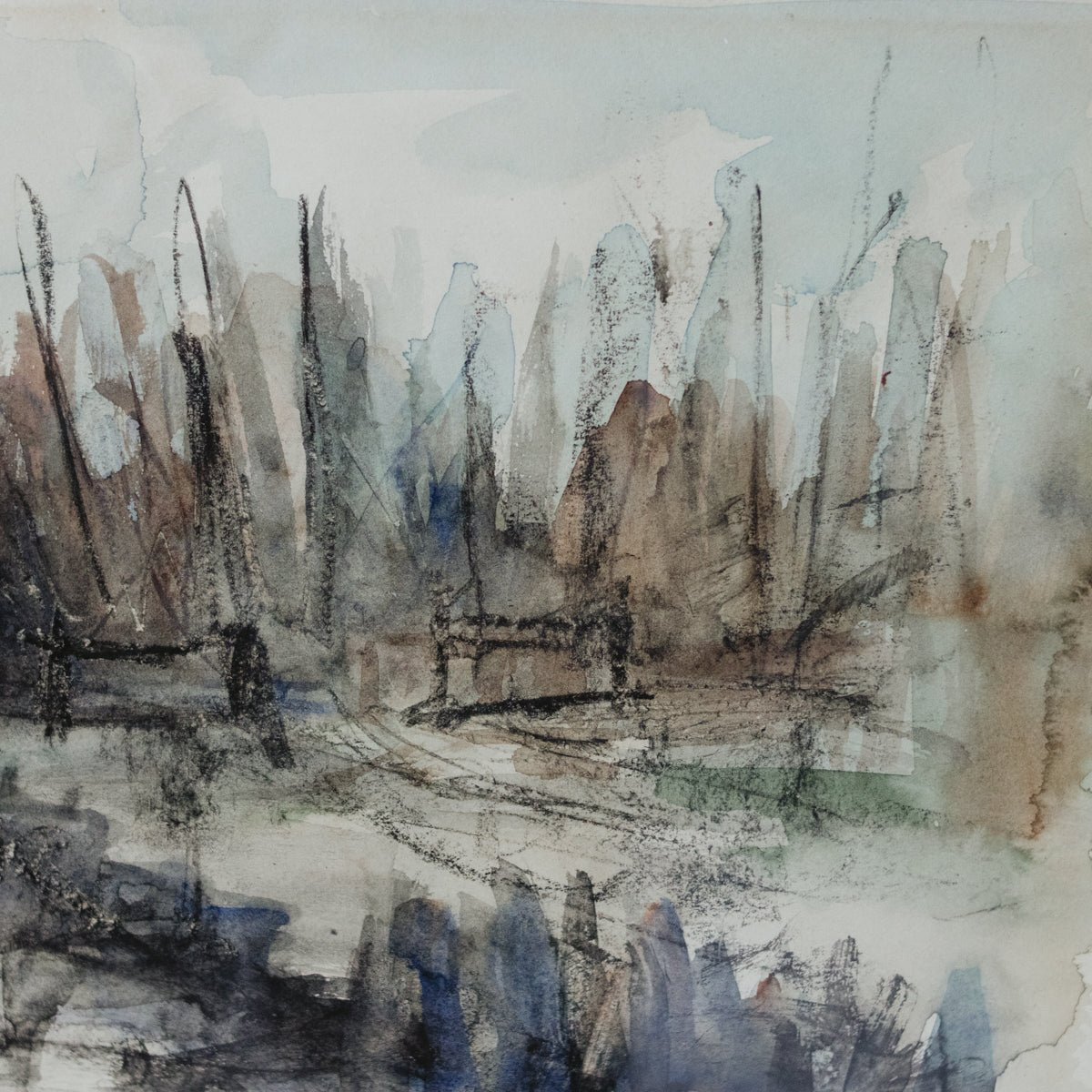 La Riviére en Hiver Watercolor Painting - elsie green - art