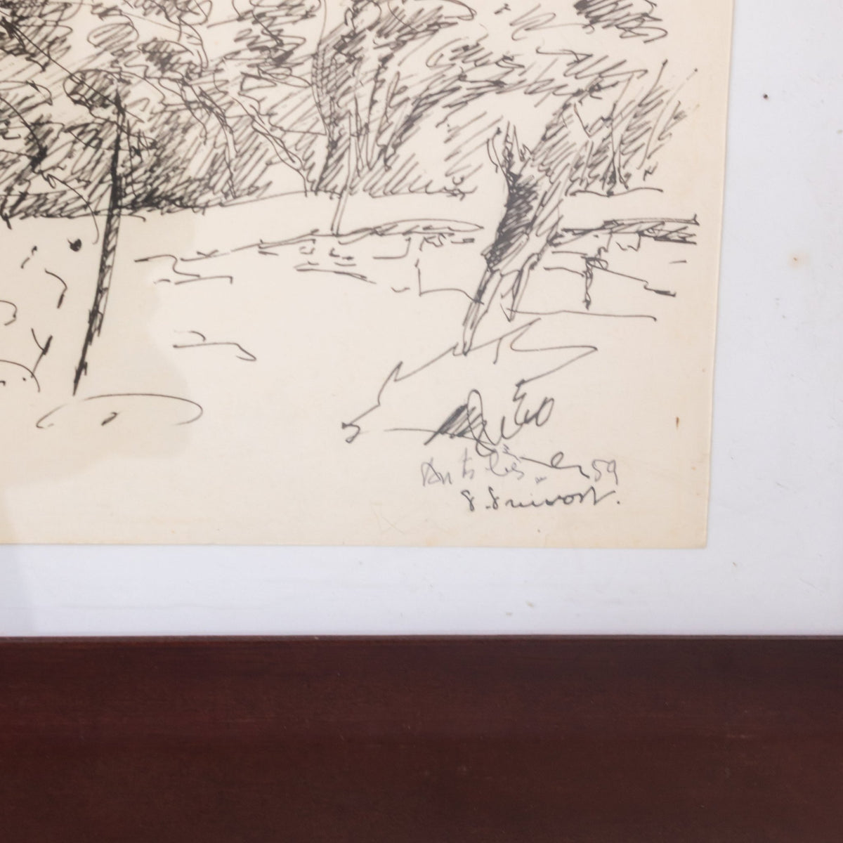 Landscape Drawing in Ink | Pierre Pruvost | Dated 1959 - elsie green - art