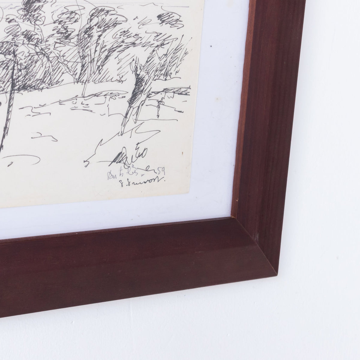 Landscape Drawing in Ink | Pierre Pruvost | Dated 1959 - elsie green - art
