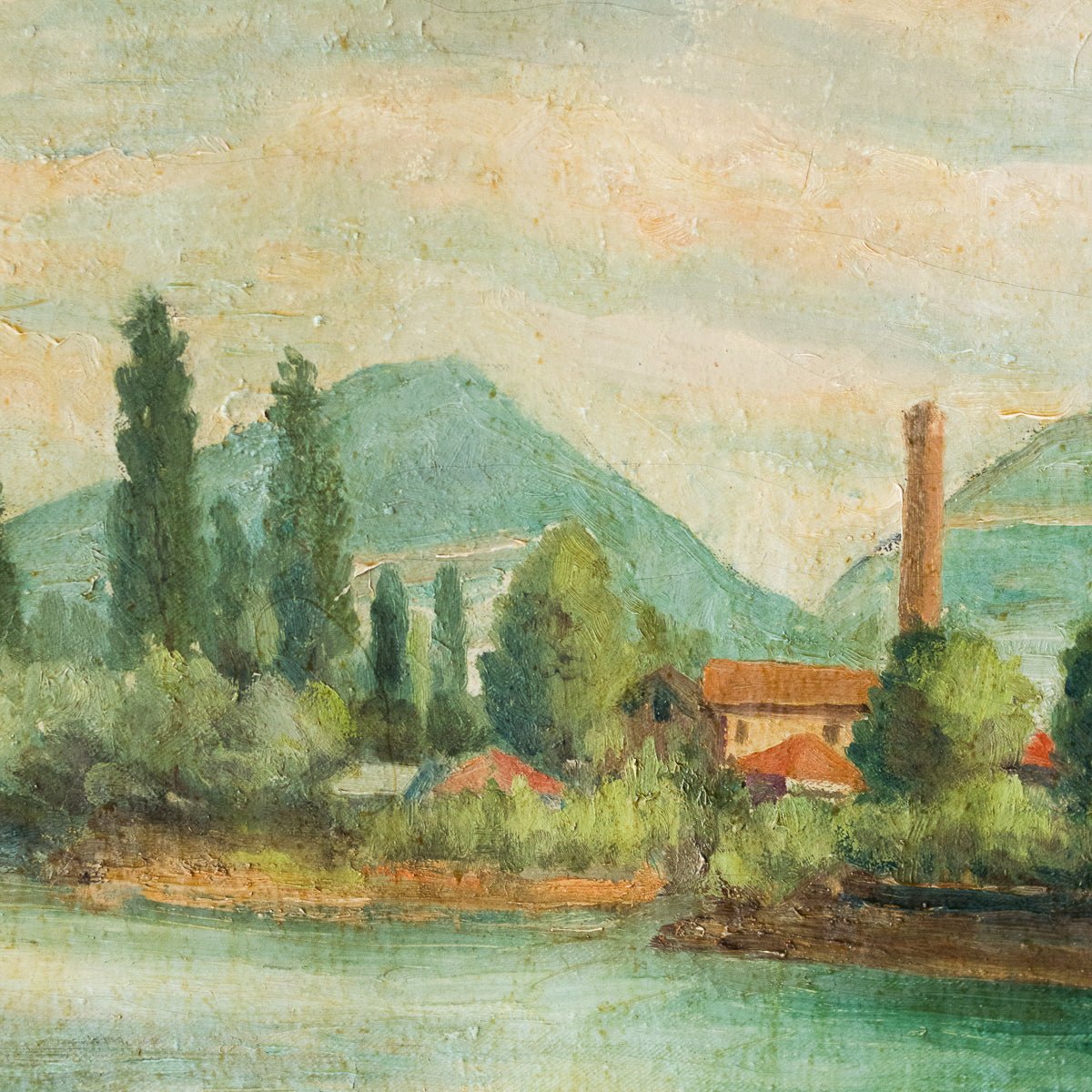 Landscape In Shades Of Green Oil Painting - elsie green - Art