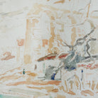 Landscape in Yellow and Ochre Watercolor Painting - elsie green - art