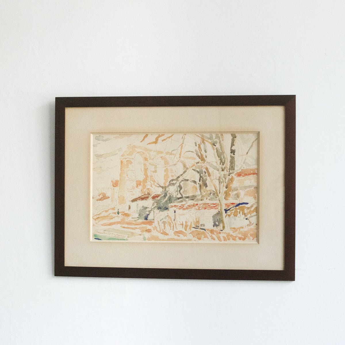 Landscape in Yellow and Ochre Watercolor Painting - elsie green - art