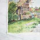 Landscape with Barn Watercolor Painting - elsie green - art