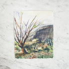Landscape with Barren Tree Watercolor Painting - elsie green - art