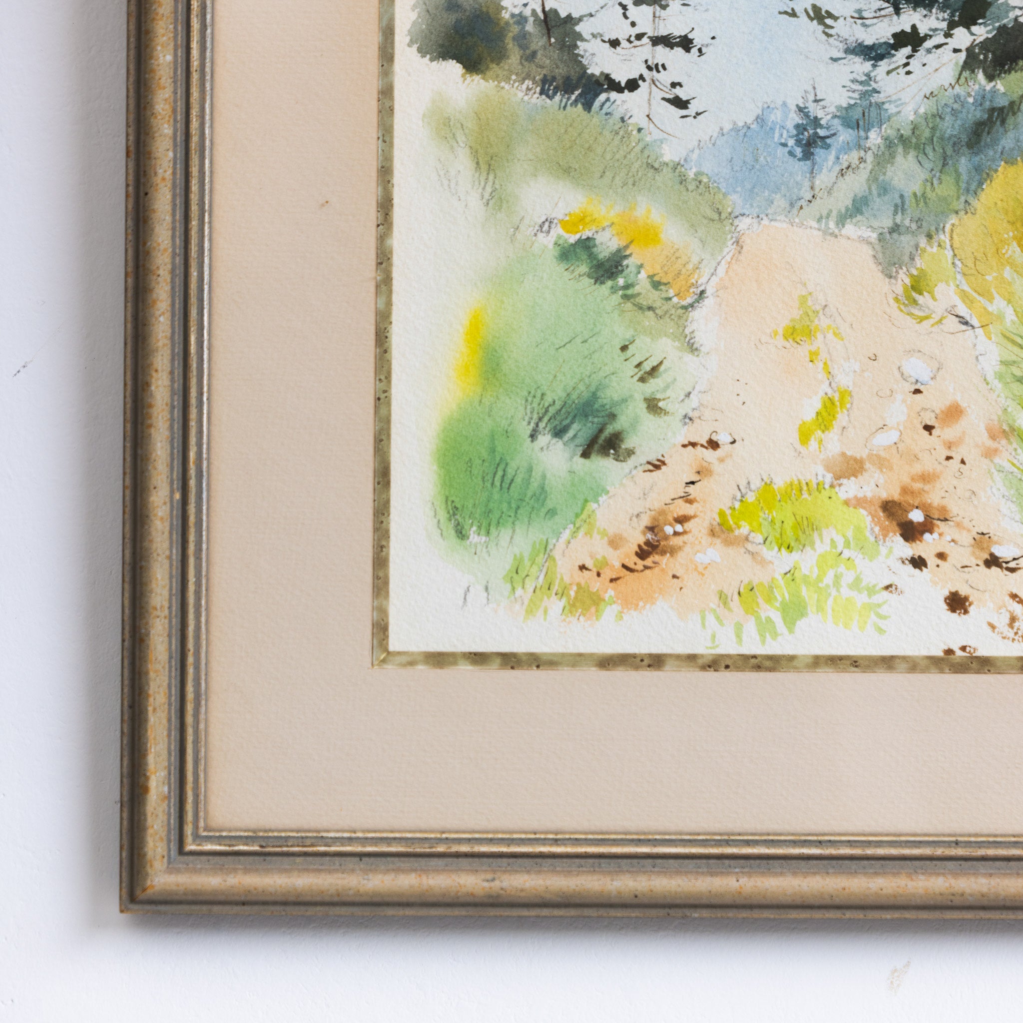 Landscape with Blue Sky Watercolor Painting - elsie green - art