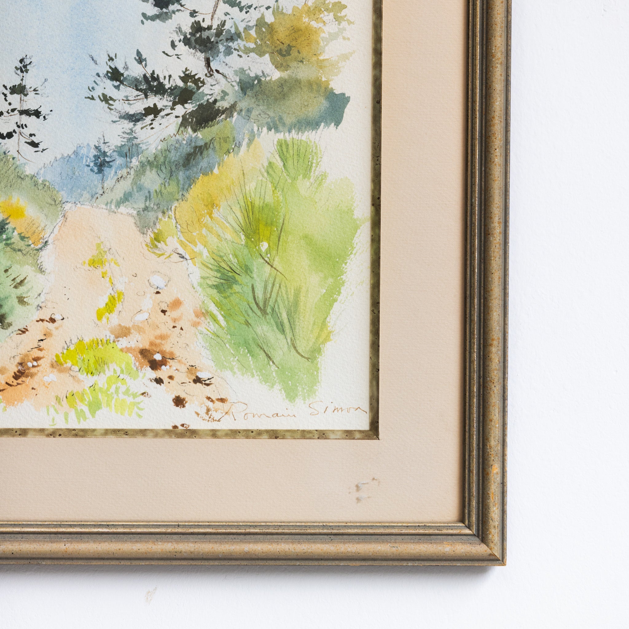 Landscape with Blue Sky Watercolor Painting - elsie green - art