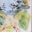 Landscape with Blue Sky Watercolor Painting - elsie green - art