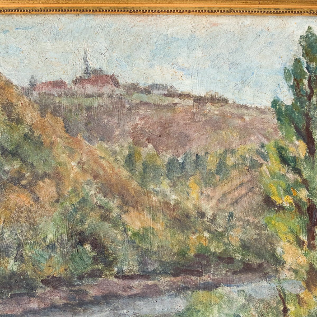 Landscape With Distant Castle Oil Painting | Dated 1946 - elsie green - Art