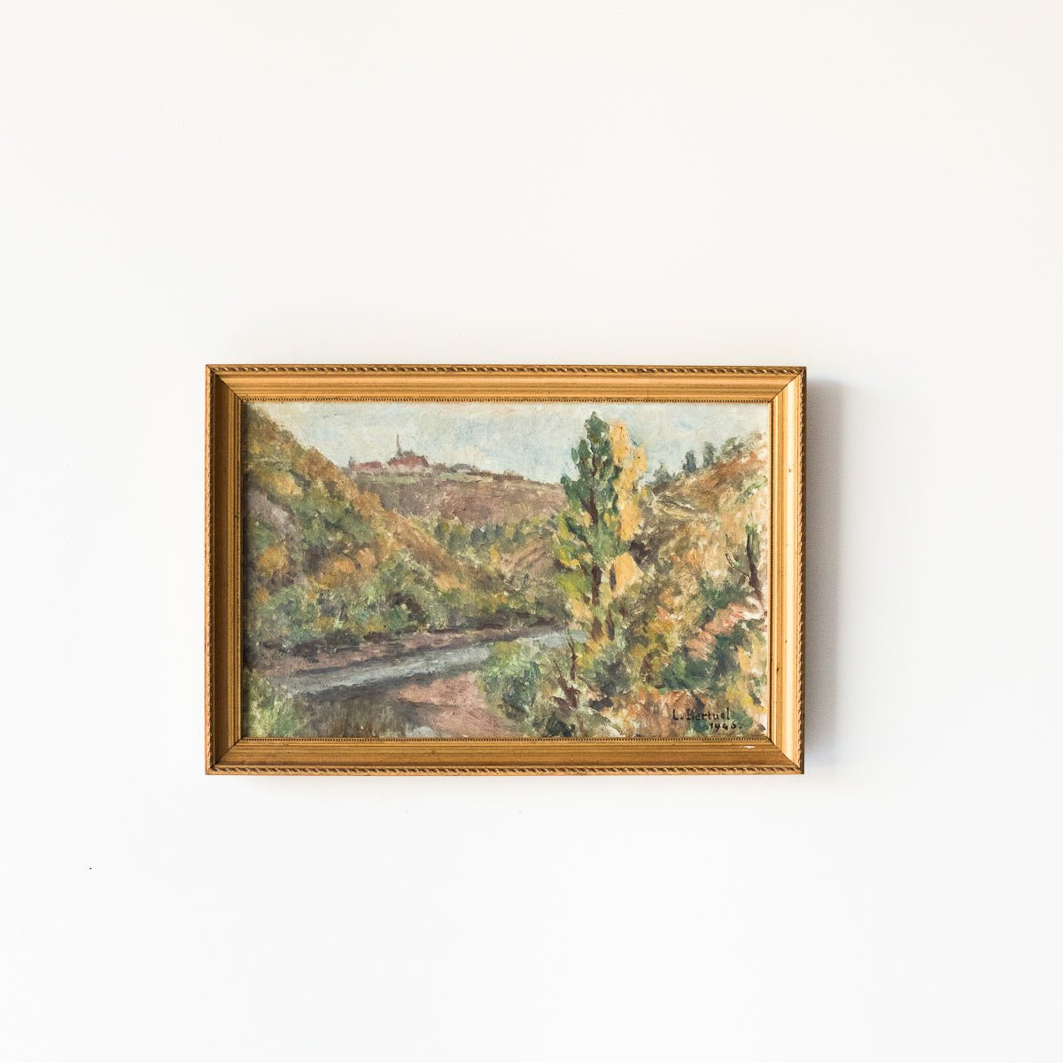 Landscape With Distant Castle Oil Painting | Dated 1946 - elsie green - Art