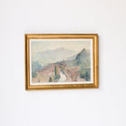 Landscape With Distant Mountains Watercolor Painting - elsie green - Art