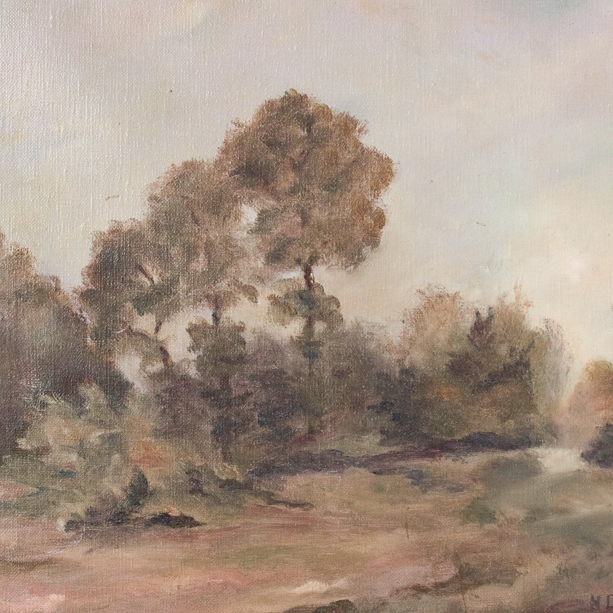 Landscape With Distant Trees Oil Painting - elsie green - Art