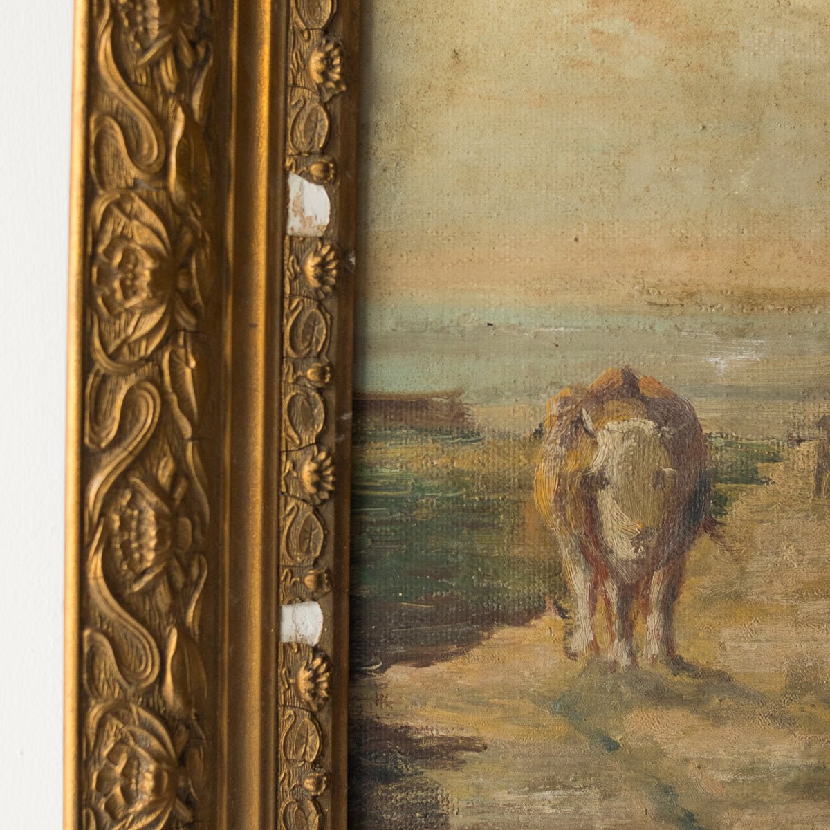 Landscape With Herd Of Cows Oil Painting - elsie green - Art