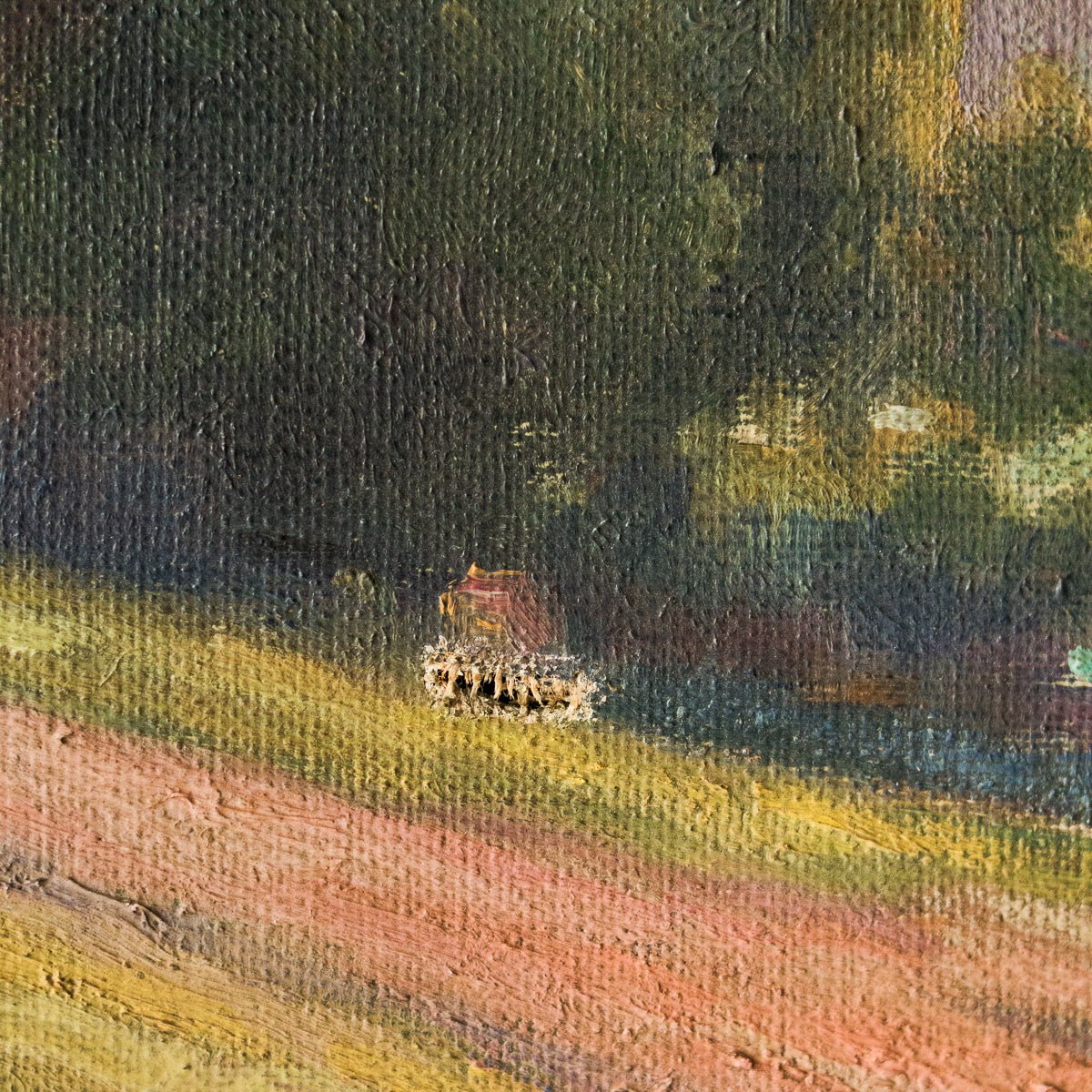 Landscape With Mountains And Trees At Sunset Oil Painting - elsie green - Art