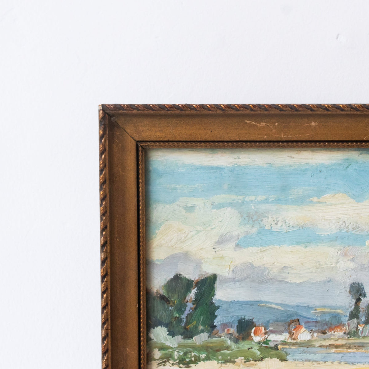Landscape with Rocky Shoreline and French Flag Oil Painting - elsie green - art