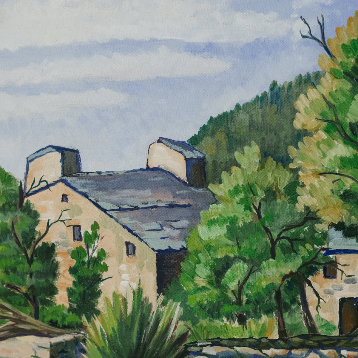 Landscape with Rolling Grass Oil Painting | Dated 1962 - elsie green - art