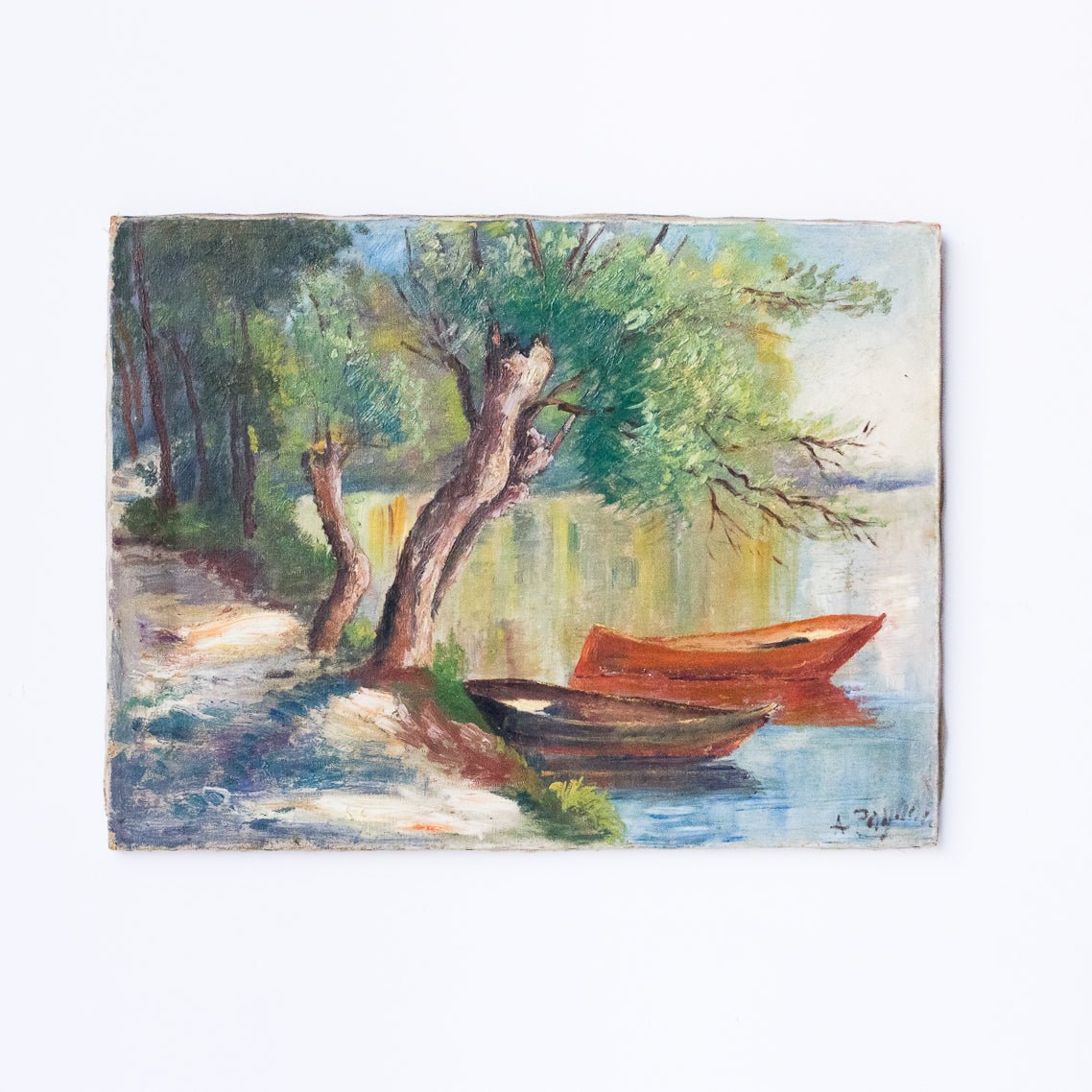 Landscape With Small Boats Oil Painting - elsie green - Art