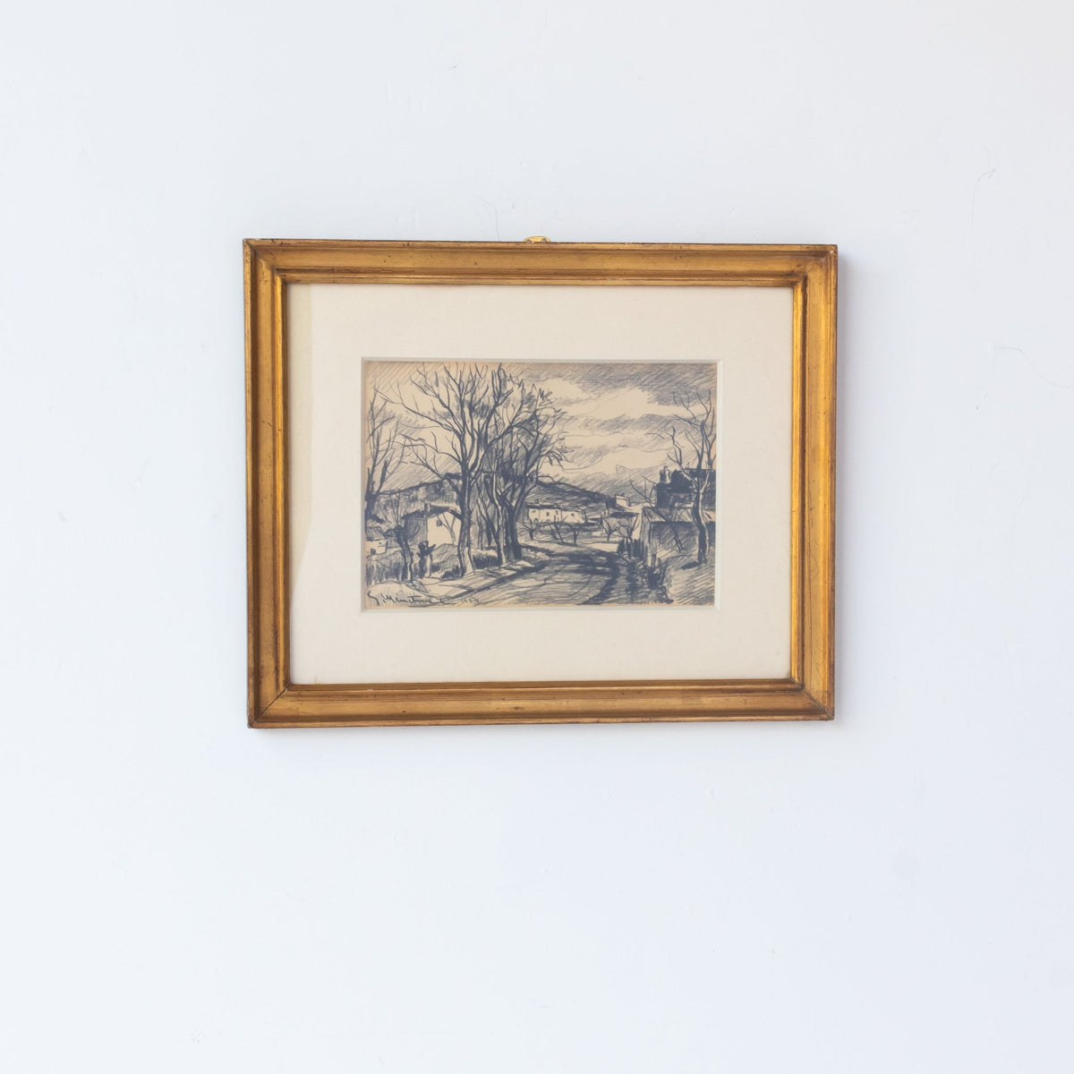 Landscape with Winding Road Drawing | Dated 1954 - elsie green - art