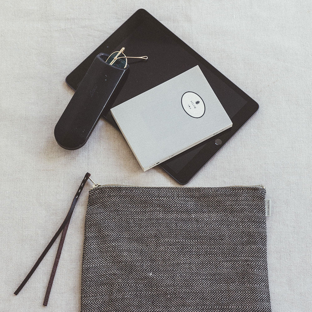 Large Canna Pouch | Herringbone - elsie green - textiles