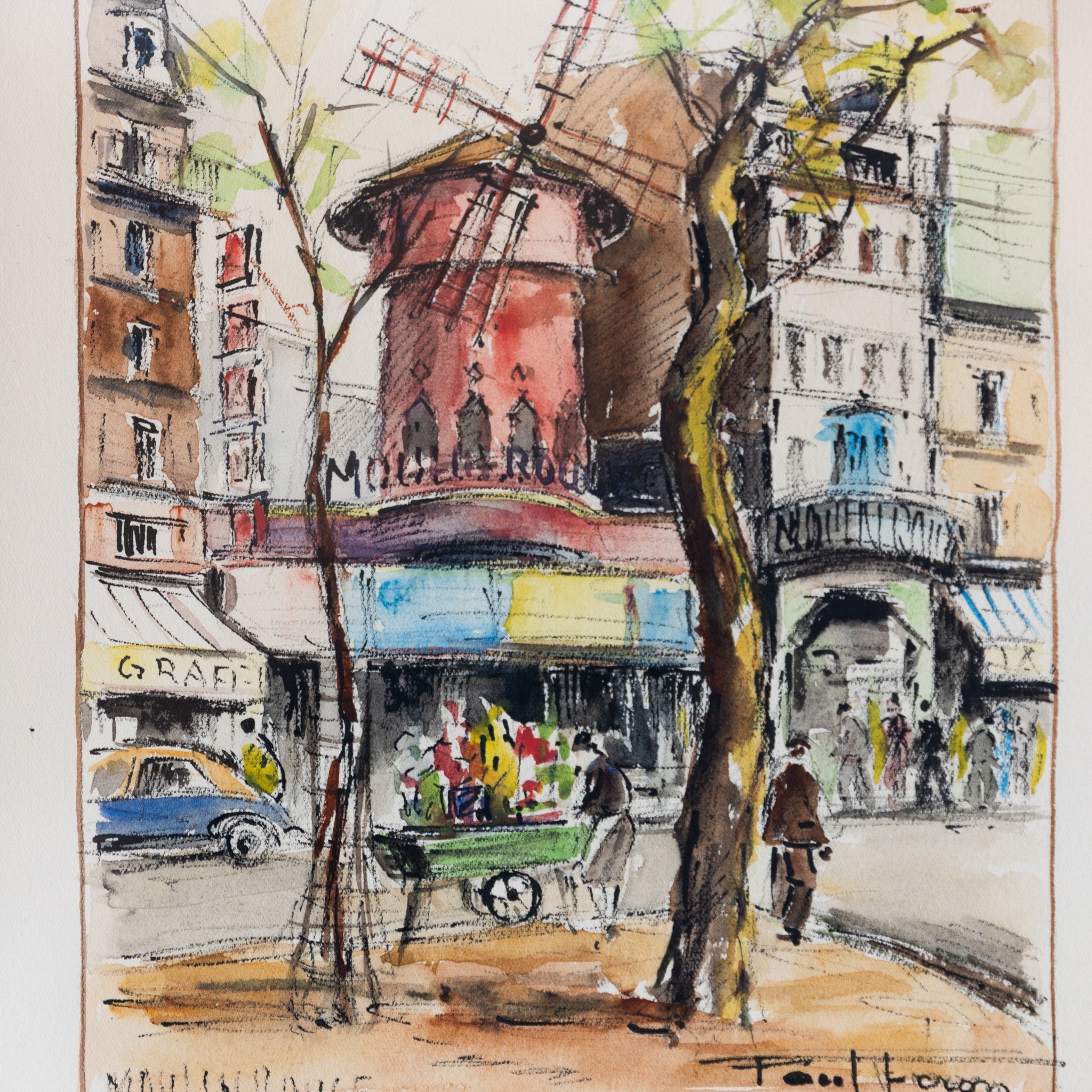 Le Moulin Rouge Paris Watercolor Painting - elsie green - art