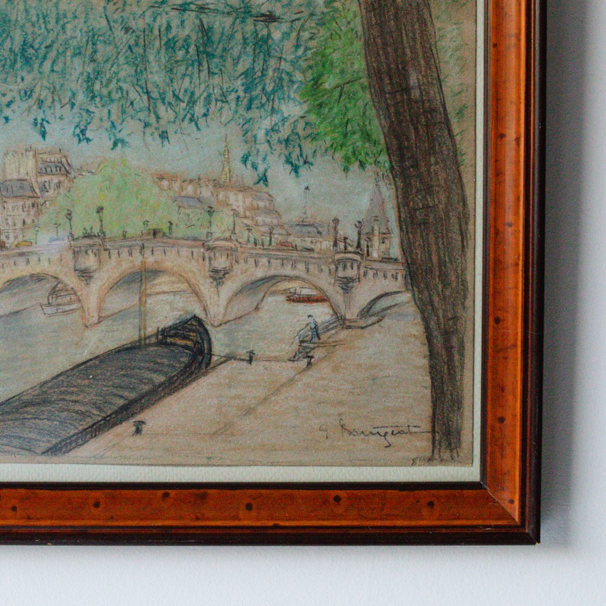 Le Rive Seine Paris Drawing - elsie green - art