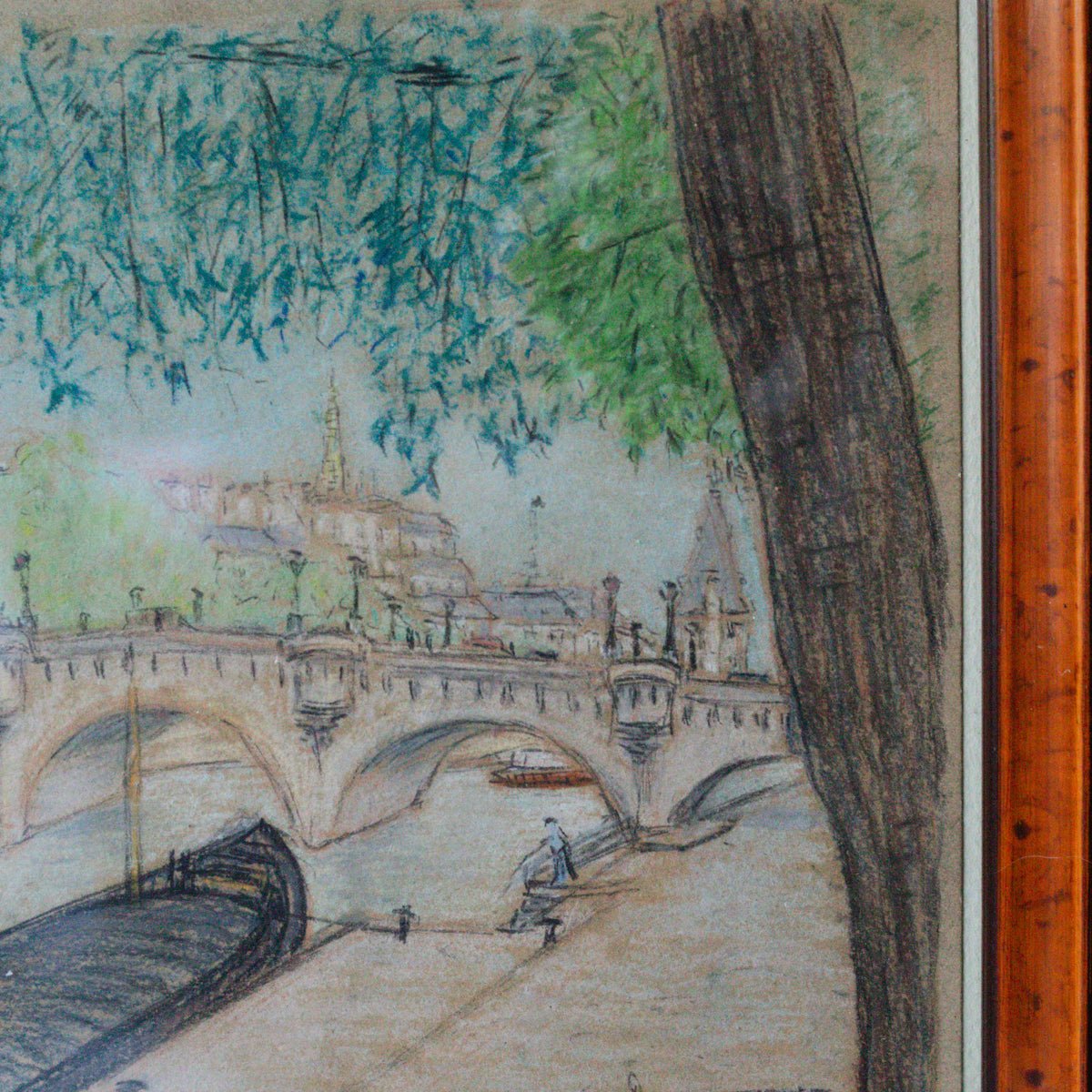 Le Rive Seine Paris Drawing - elsie green - art