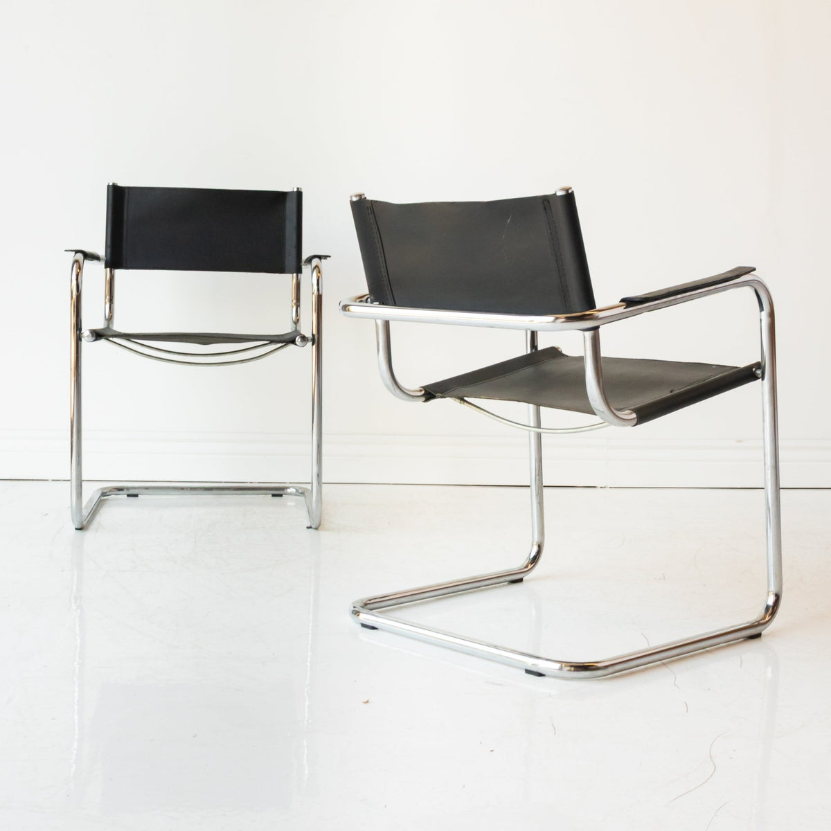 Leather Cantilever Arm Chair - elsie green - furniture
