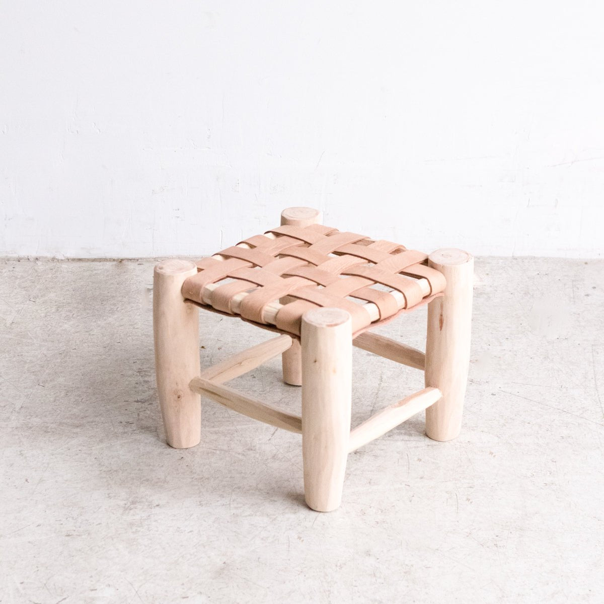 Leather Moroccan Stool - elsie green - Furniture
