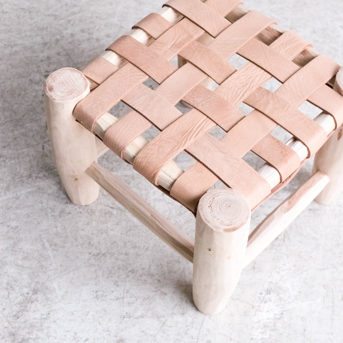 Leather Moroccan Stool - elsie green - Furniture