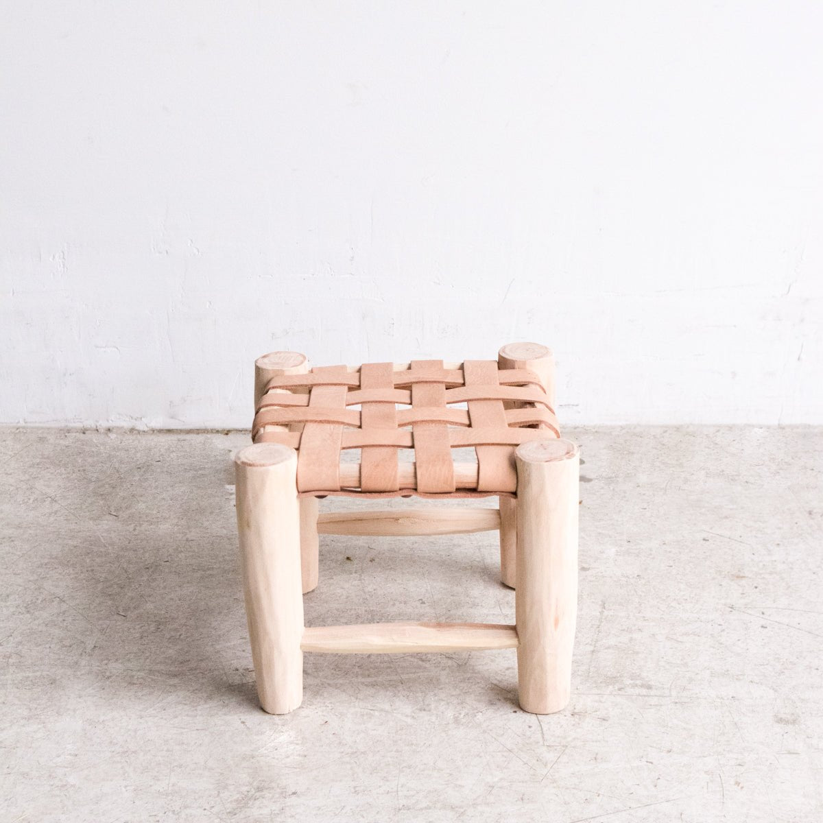 Leather Moroccan Stool - elsie green - Furniture