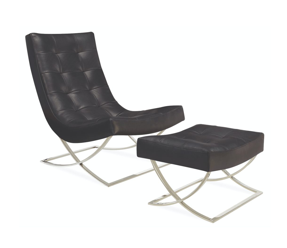 Leather Slope Chair & Ottoman - elsie green - furniture