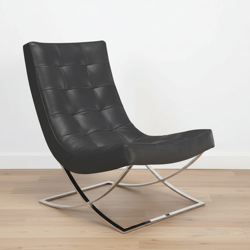 Leather Slope Chair & Ottoman - elsie green - furniture