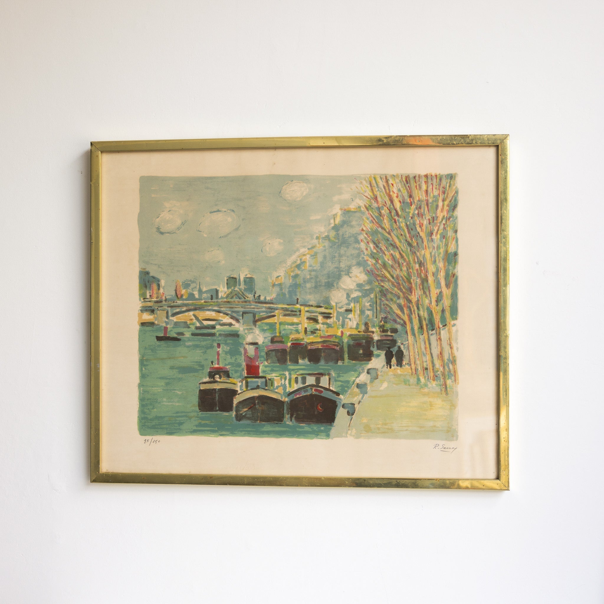 Les Peniches de Notre Dame Paris Lithograph - elsie green - Paintings .