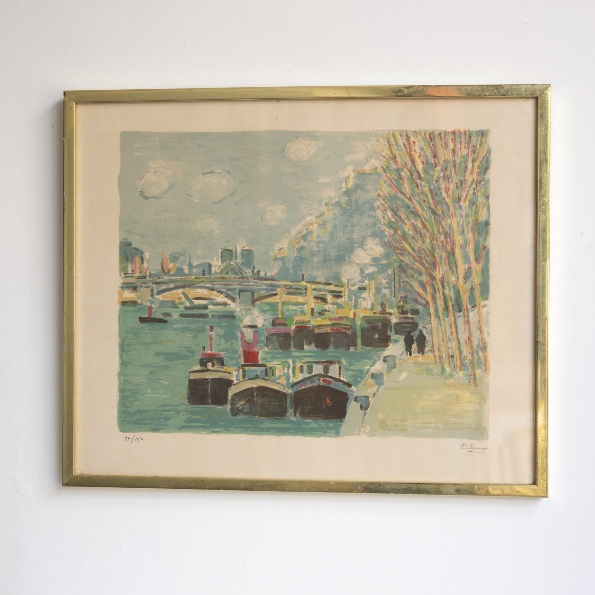 Les Peniches de Notre Dame Paris Lithograph - elsie green - Paintings .