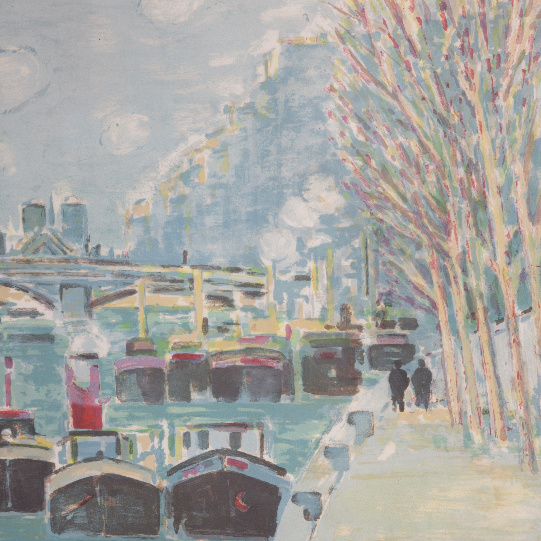 Les Peniches de Notre Dame Paris Lithograph - elsie green - Paintings .
