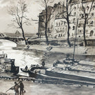 l’ile Saint Louis Paris Drawing in India Ink - elsie green - art