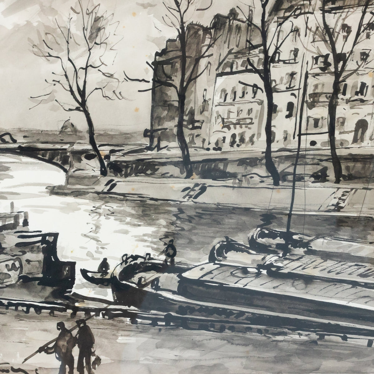 l’ile Saint Louis Paris Drawing in India Ink - elsie green - art