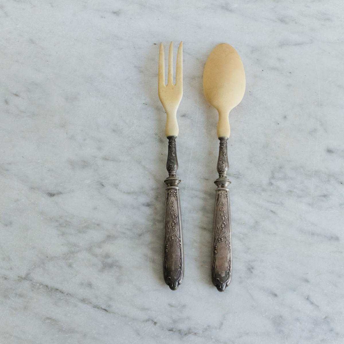 Lily of the Valley Silver & Bone Serving Set - elsie green - the french kitchen