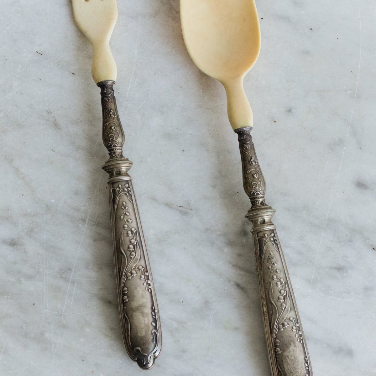 Lily of the Valley Silver & Bone Serving Set - elsie green - the french kitchen