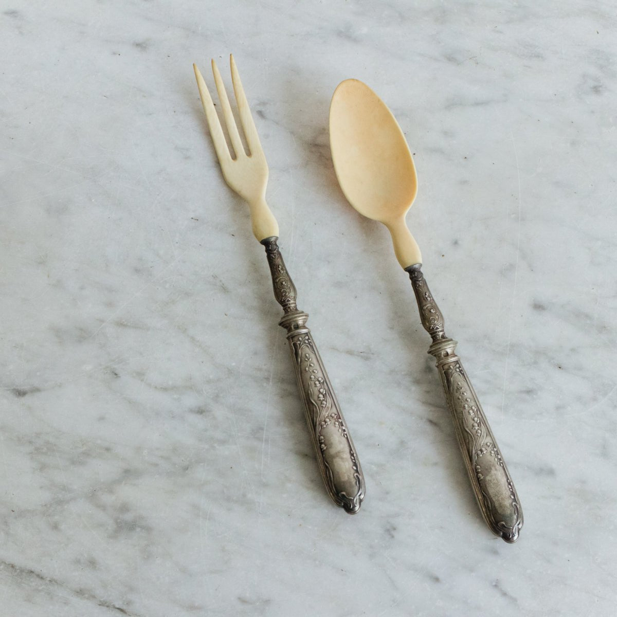 Lily of the Valley Silver & Bone Serving Set - elsie green - the french kitchen