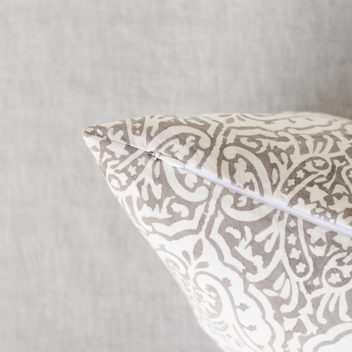 Limited Edition Block Print Pillow Cover | Dominique French Grey - elsie green - Textiles
