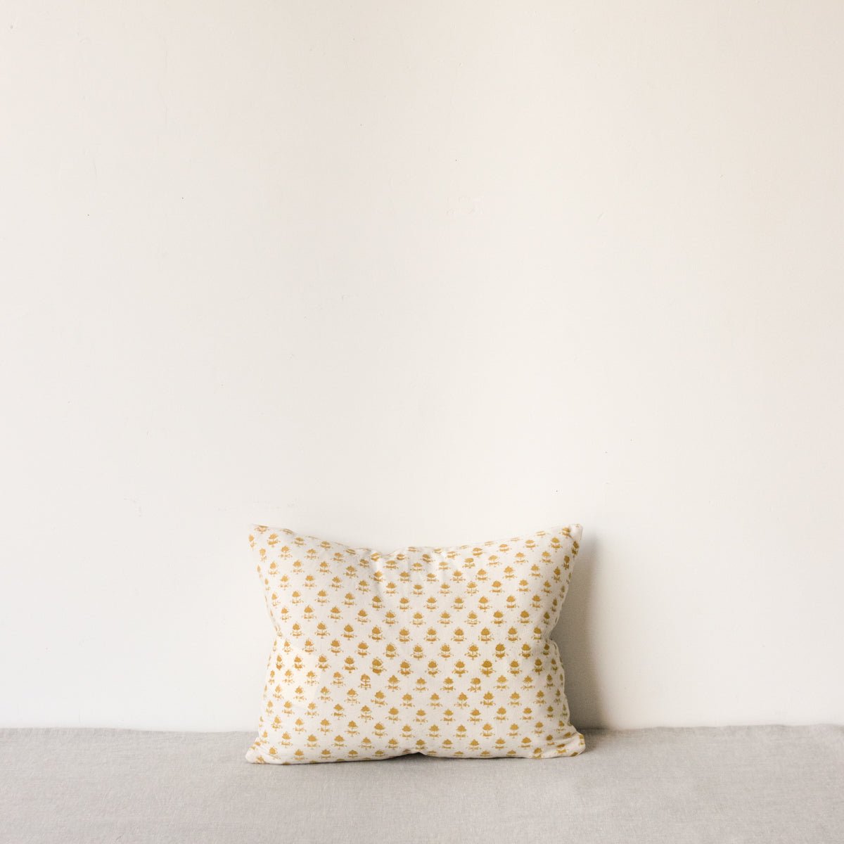 Limited Edition Block Print Pillow Cover | Juliette Gold Reversing to Viviane Gold - elsie green - Textiles