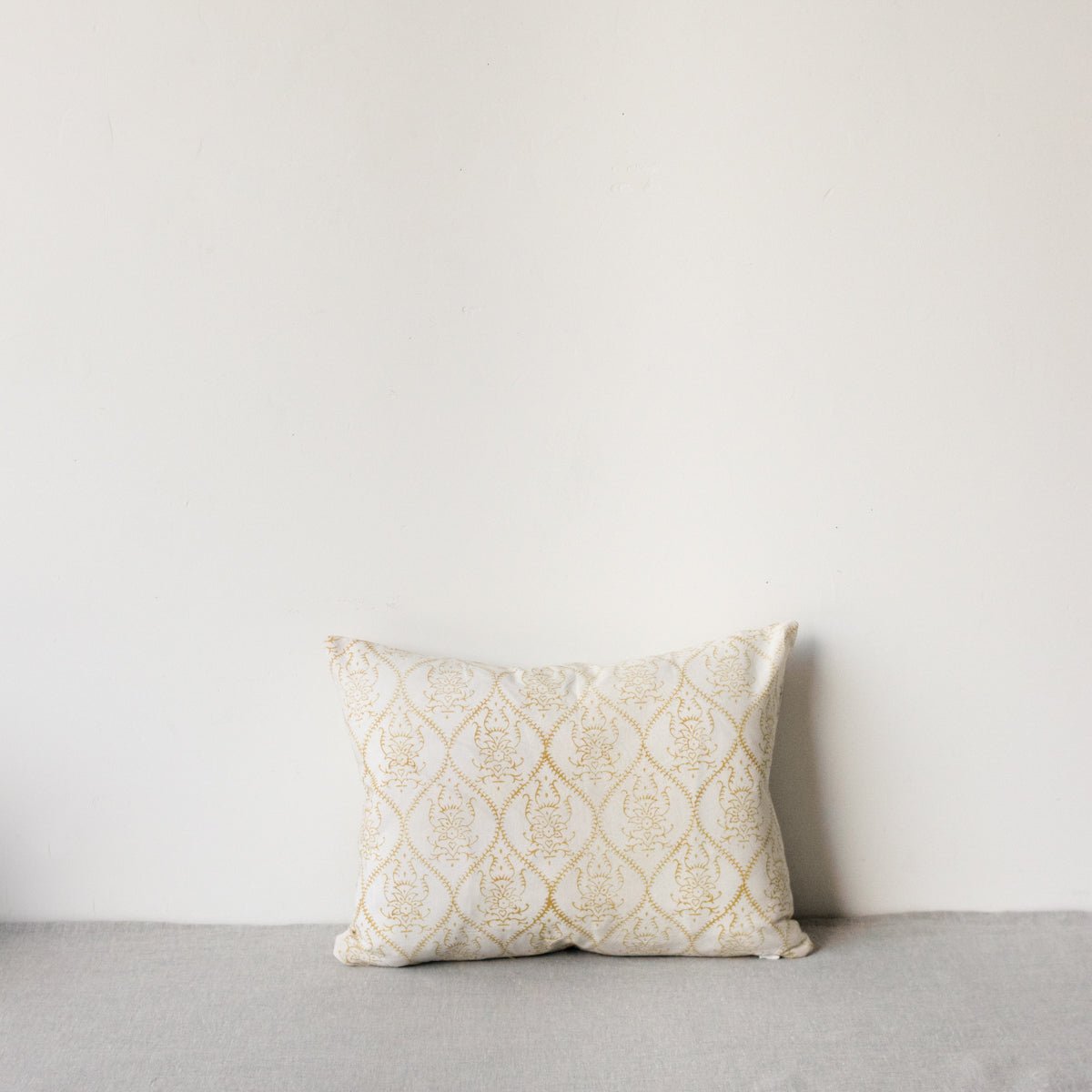 Limited Edition Block Print Pillow Cover | Juliette Gold Reversing to Viviane Gold - elsie green - Textiles
