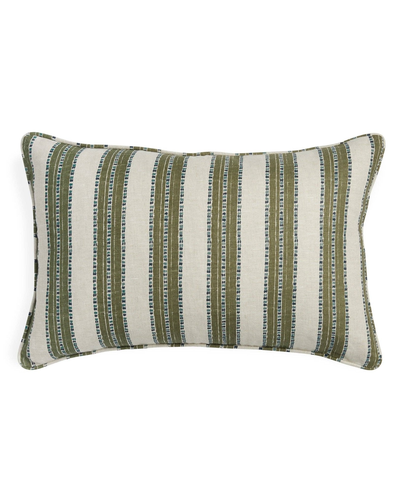 Linen Block Print Pillow Cover | Limeuil Stripe - elsie green - Textiles