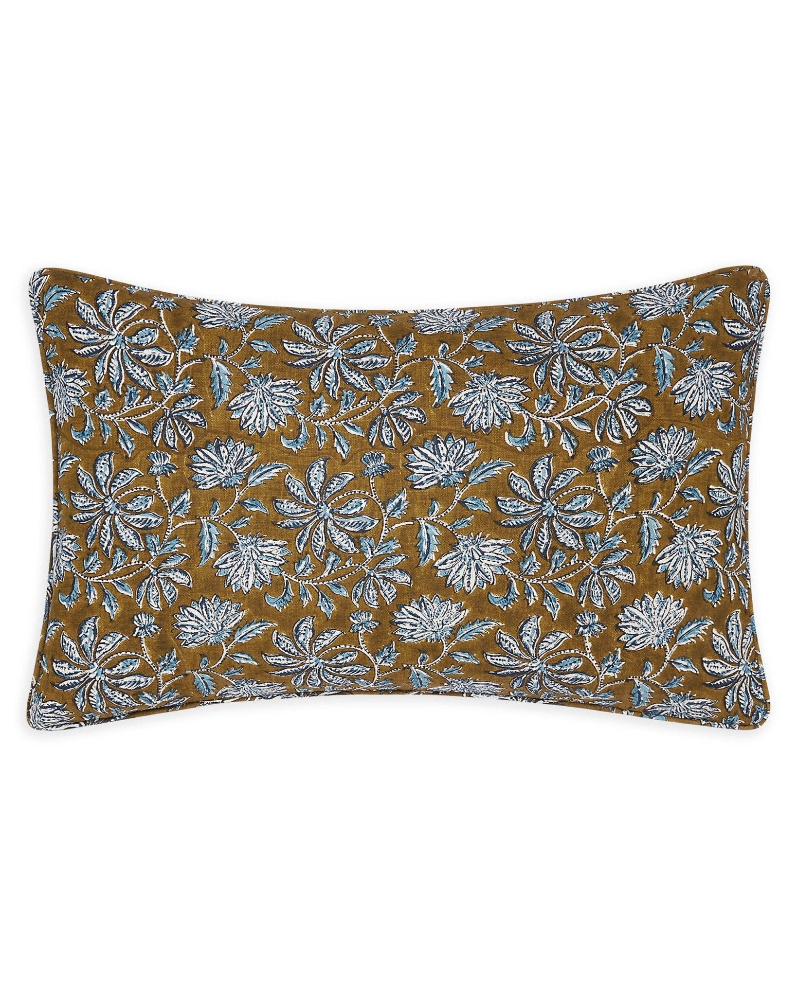 Linen Block Print Pillow Cover | Yvoire Tobacco - elsie green - Textiles