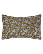 Linen Block Print Pillow Cover | Yvoire Tobacco - elsie green - Textiles