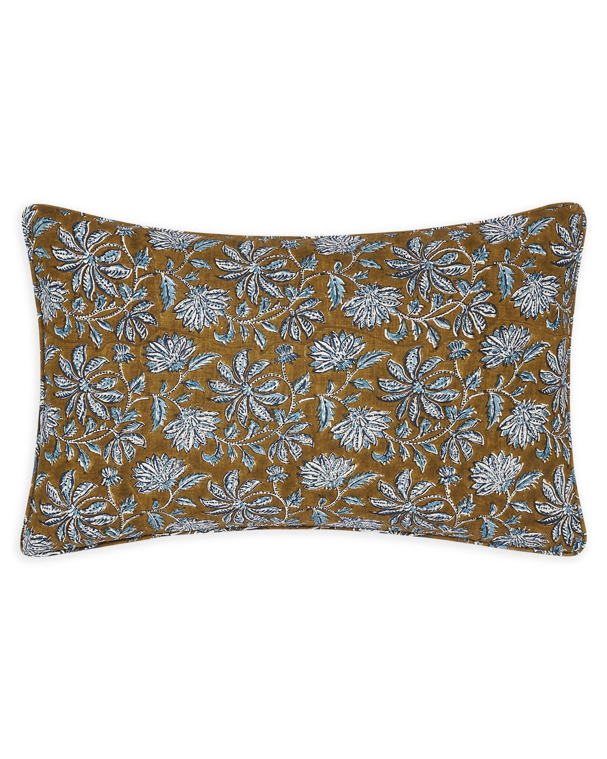 Linen Block Print Pillow Cover | Yvoire Tobacco - elsie green - Textiles