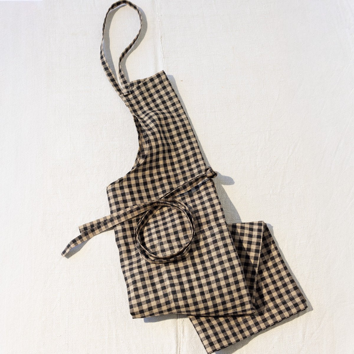 Linen Daily Apron | Black Gingham - elsie green - Textiles