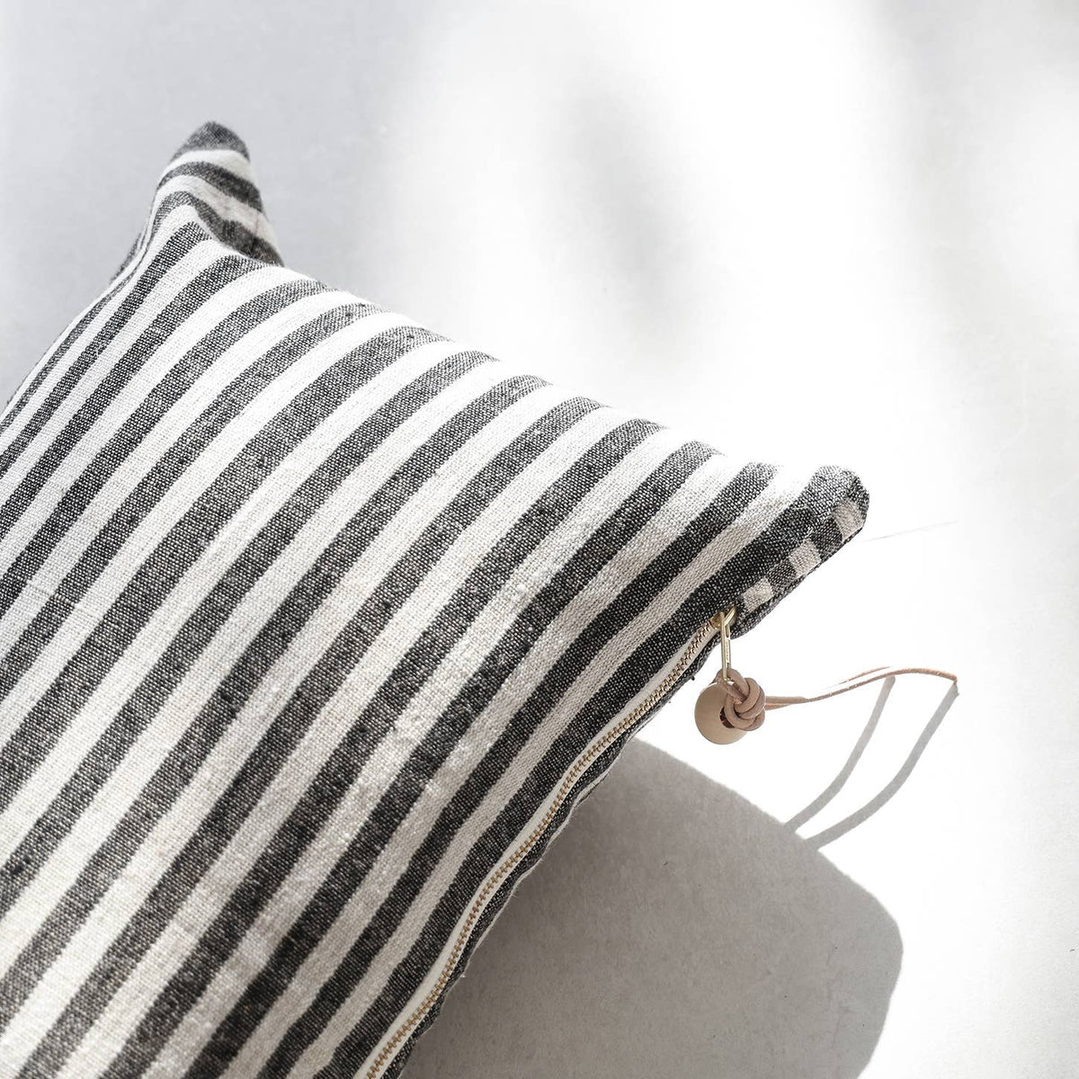 Linen Stripe Lumbar Pillow - elsie green - Textiles